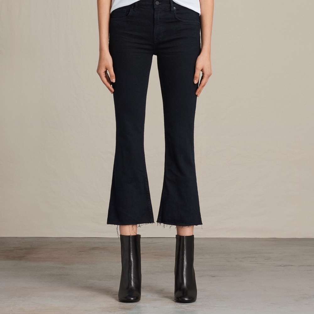 All Saints Heidi Cropped Flare Jeans Indigo